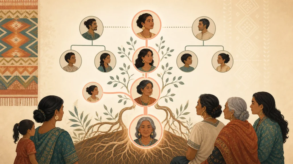 Matrilineality Explained: Maternal Lineage, Inheritance, and Cultural Identity 1 Illustration of a family tree highlighting maternal-line kinship across generations