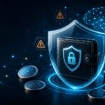 Illustration of a secure digital wallet protected from AI crypto token scams and investment fraud risks