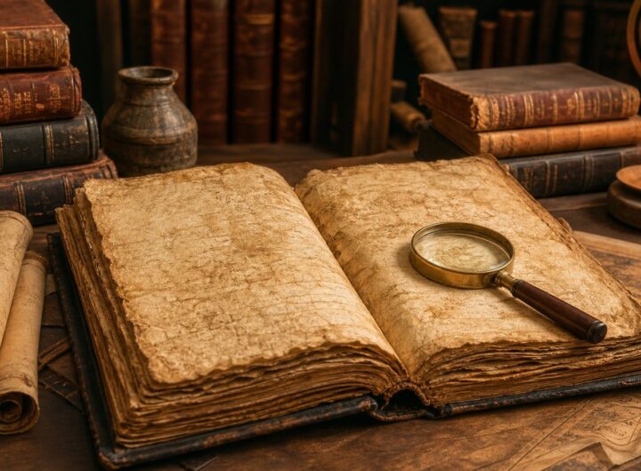 Ancient manuscript and scholarly notes representing the history and themes of the Book of Enoch