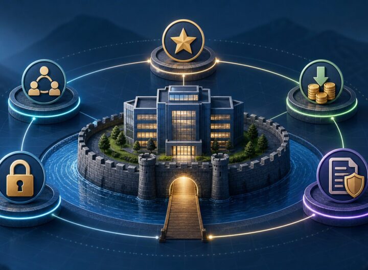 What Is a Moat in Business? Economic Moats Explained 11 Illustration of a business protected by a moat representing durable competitive advantage