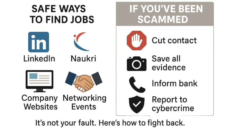 safe ways to find job infographic