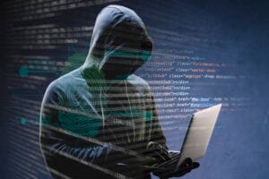 HTML and CSS collage concept with hacker