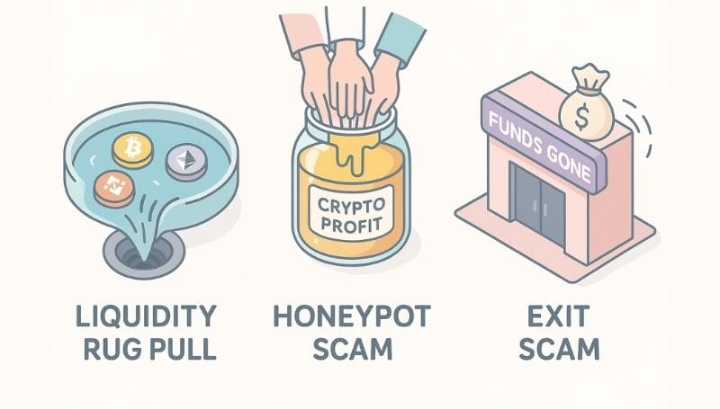 infographic showing types of rug pull scams