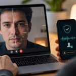 Person verifying a suspicious video call using a second device and independent contact check
