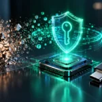 Hardware secure enclave silicon chip and physical FIDO2 USB-C key projecting cryptographic public-key shield